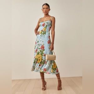 Reformation Enya Midi Dress in Florist Blue Floral